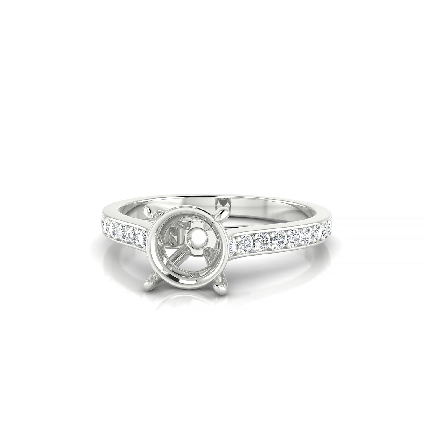 Perpetual Round 2-2.99 ct | 18k White Gold Side Stones Ring