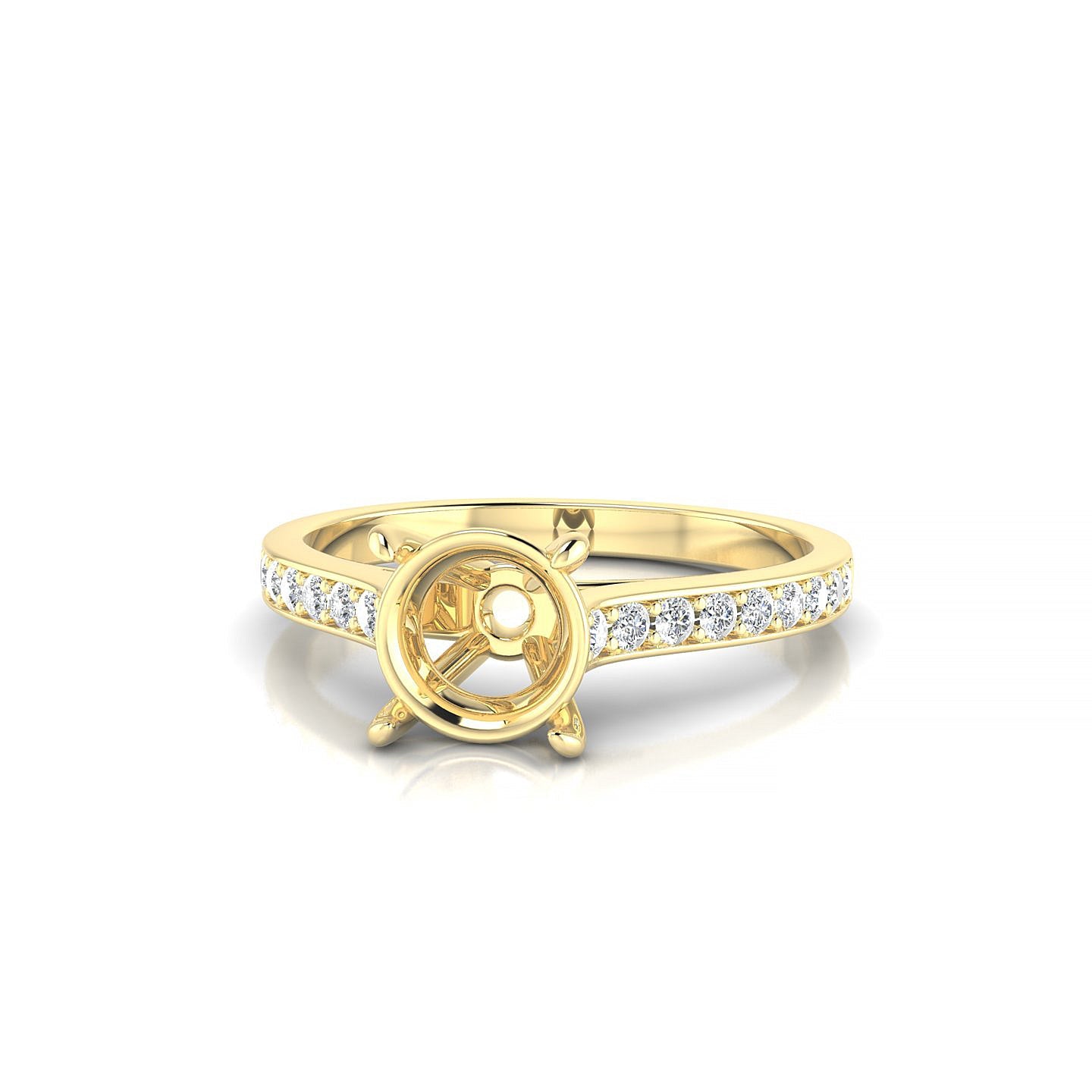 Perpetual Round 2-2.99 ct | 18k Yellow Gold Side Stones Ring