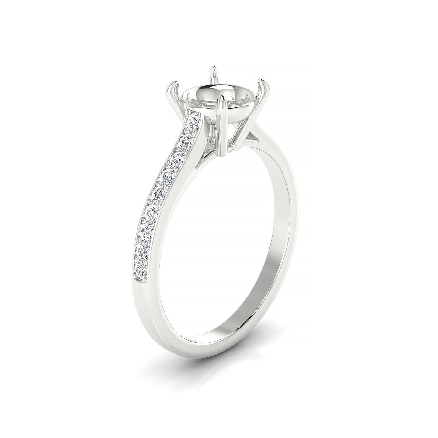 Perpetual Round 2-2.99 ct | 18k White Gold Side Stones Ring