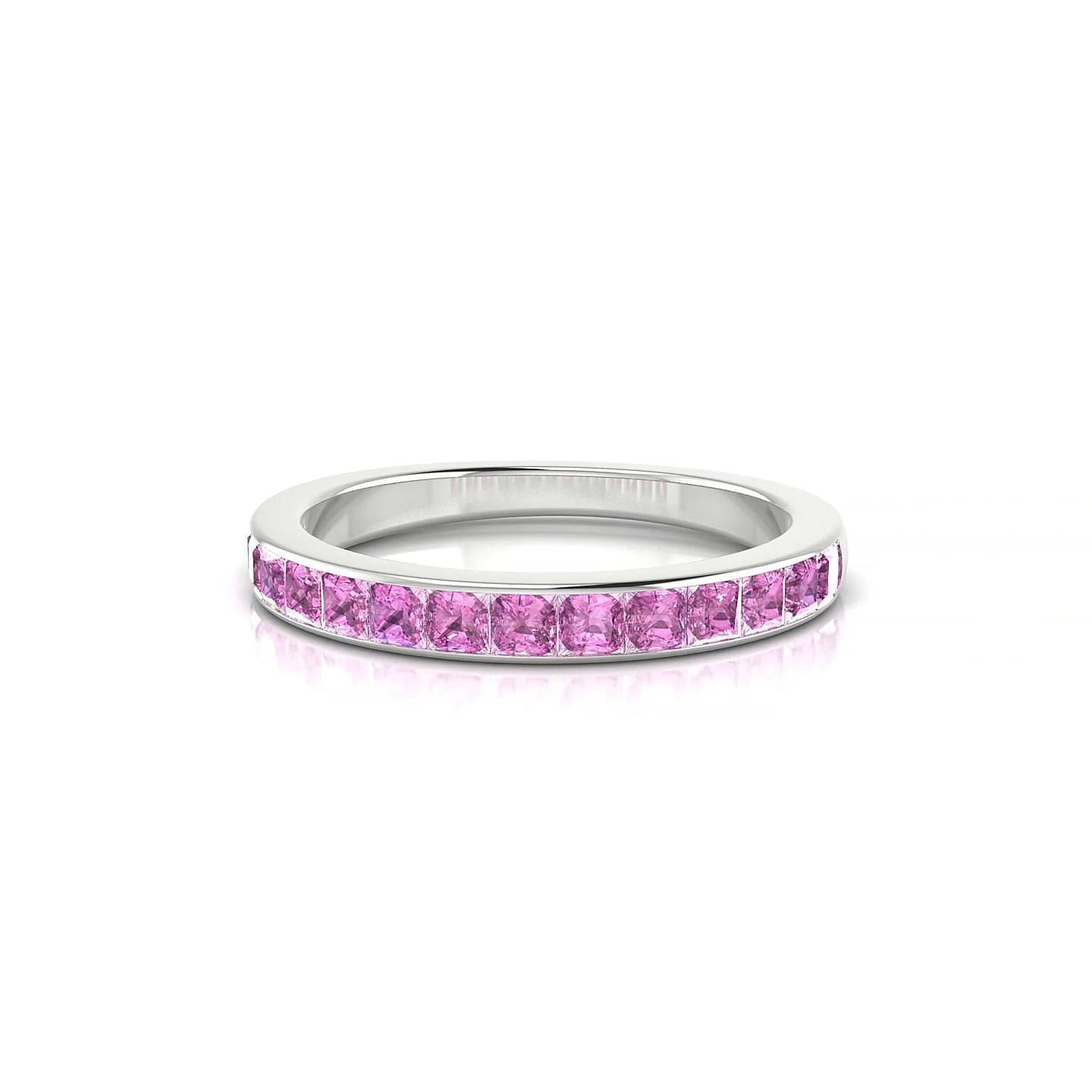Poise | 18k White Gold 2 mm Princess Pink Sapphire Ring