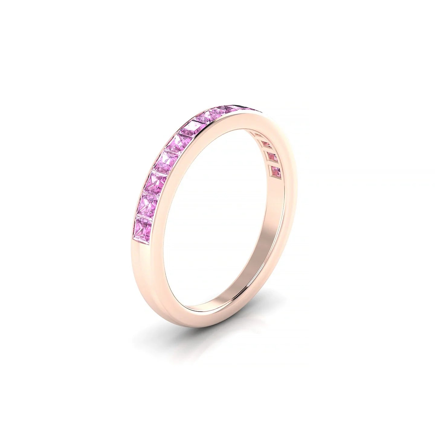 Poise | 18k Rose Gold 2 mm Princess Pink Sapphire Ring