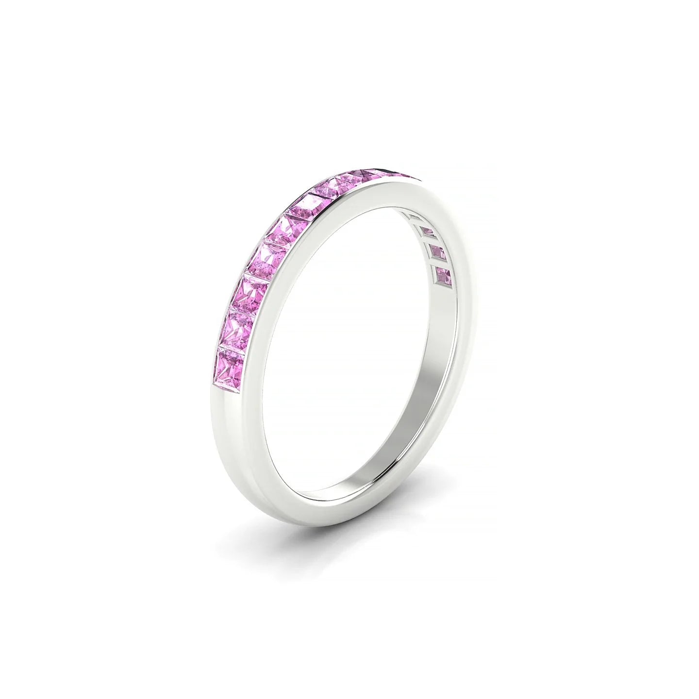 Poise | 18k White Gold 2 mm Princess Pink Sapphire Ring