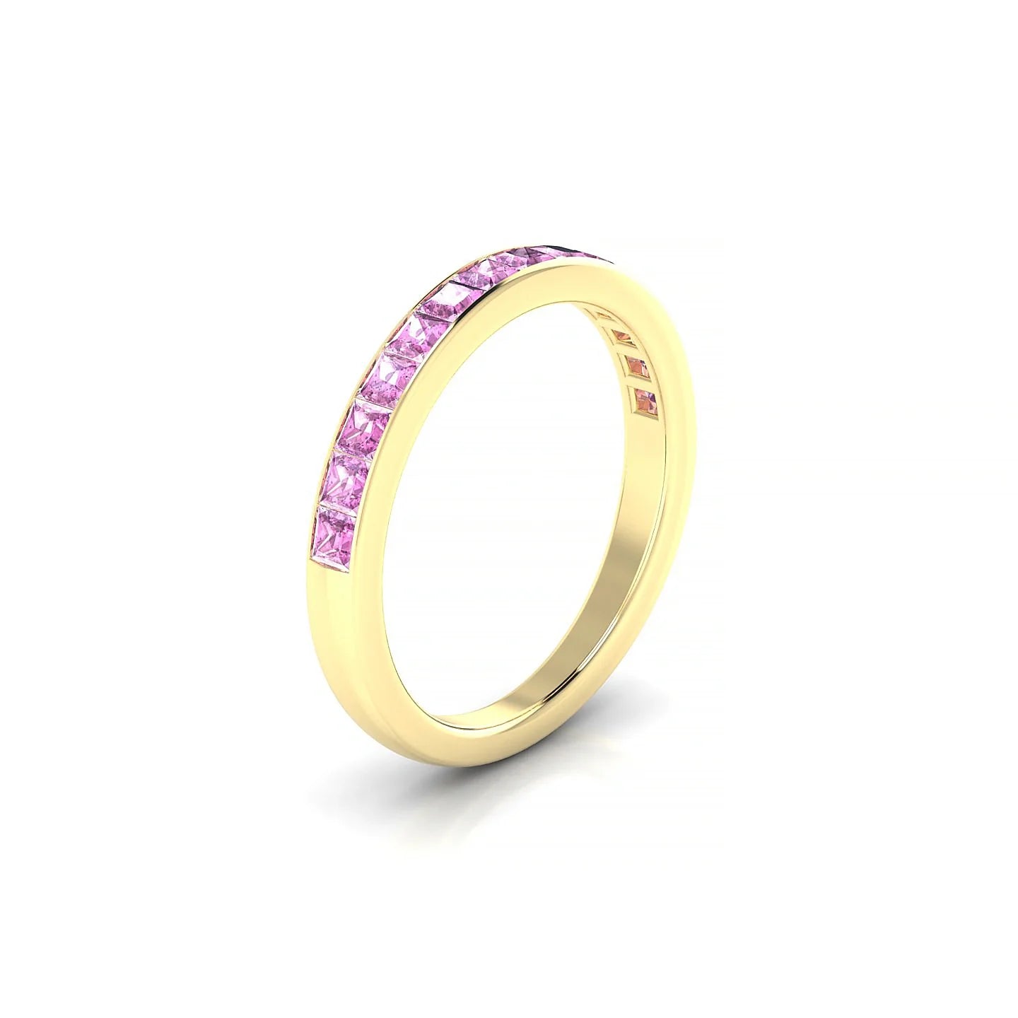 Poise | 18k Yellow Gold 2 mm Princess Pink Sapphire Ring