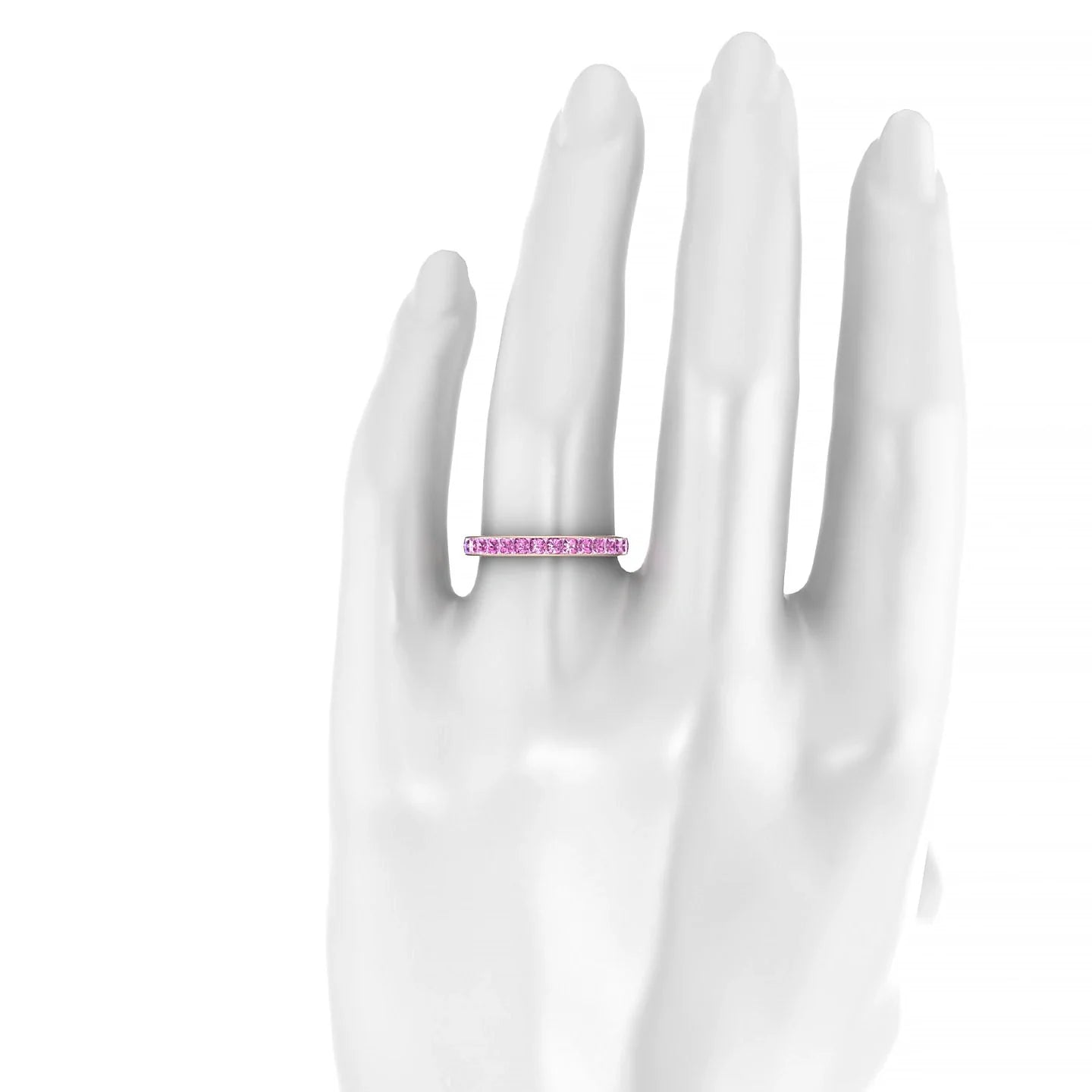 Poise | 18k Rose Gold 2 mm Princess Pink Sapphire Ring