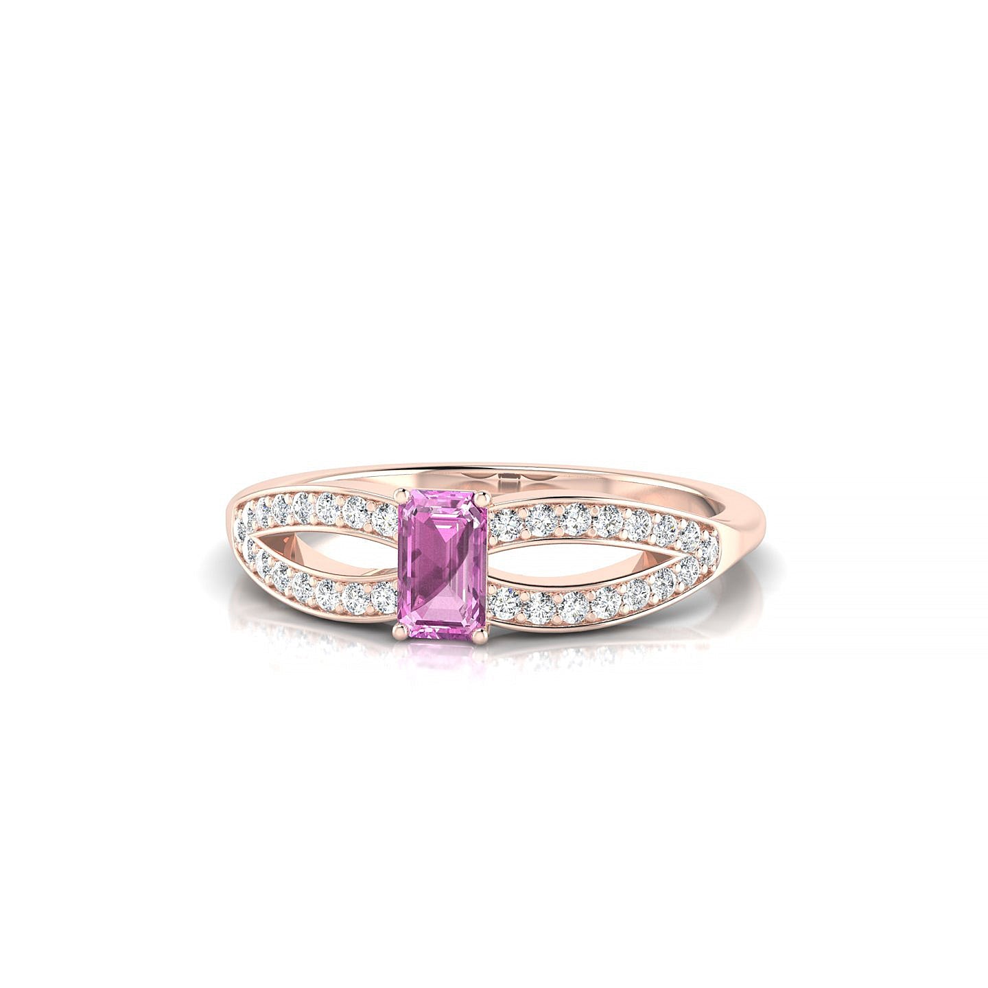 Prestige | 18k Rose Gold 5 x 3 mm Emerald Pink Sapphire Ring
