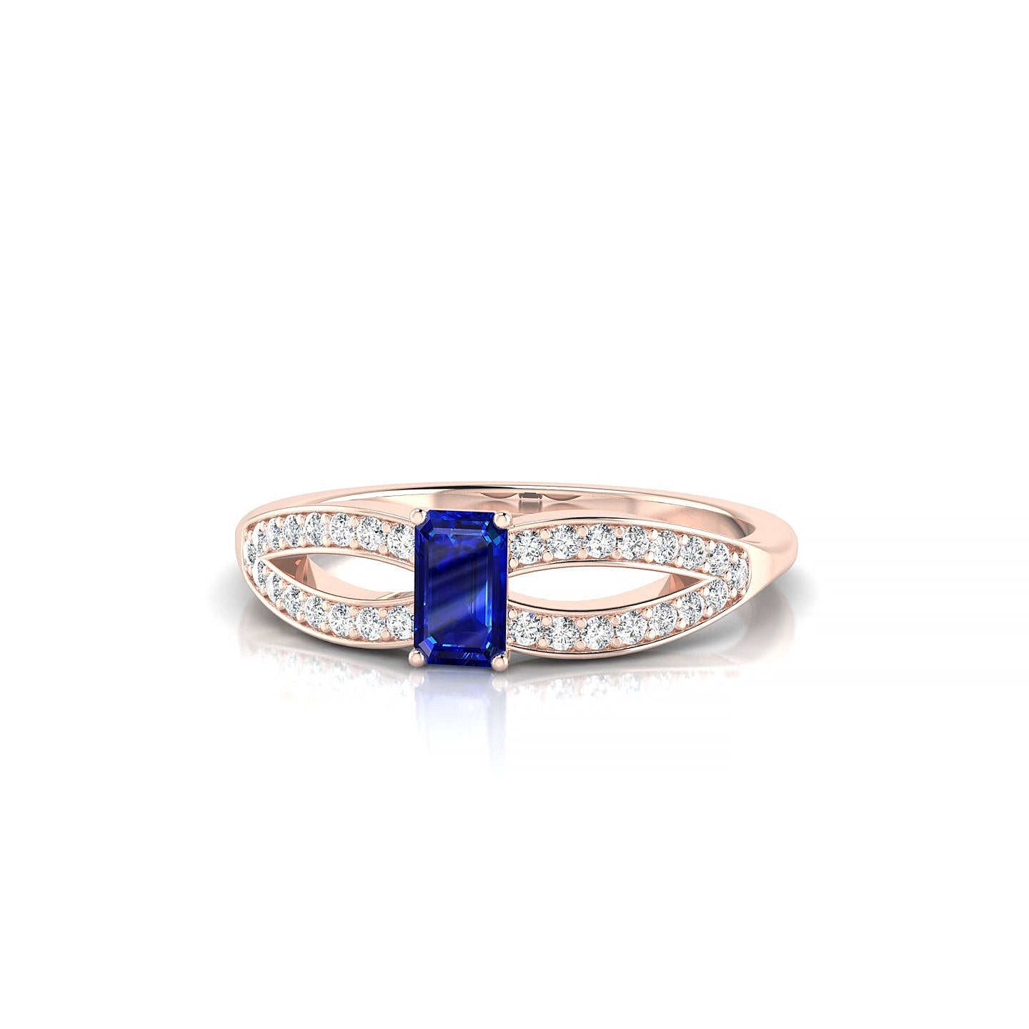 Prestige | 18k Rose Gold 5 x 3 mm Emerald Sapphire Ring