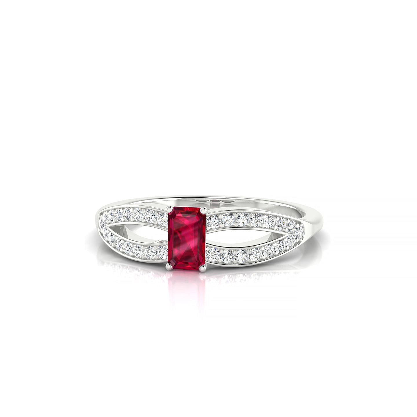 Prestige | 18k White Gold 5 x 3 mm Emerald Ruby Ring