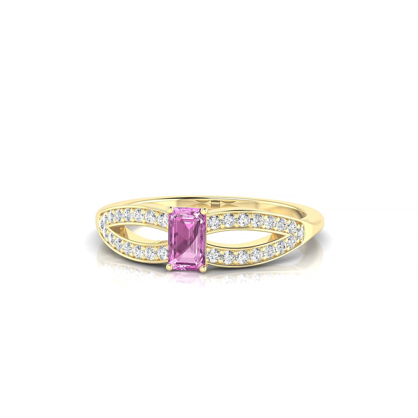 Prestige | 18k Yellow Gold 5 x 3 mm Emerald Pink Sapphire Ring