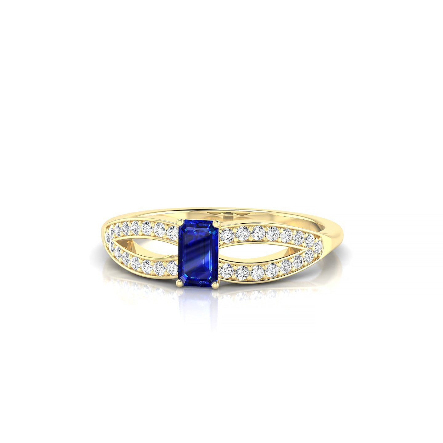 Prestige | 18k Yellow Gold 5 x 3 mm Emerald Sapphire Ring