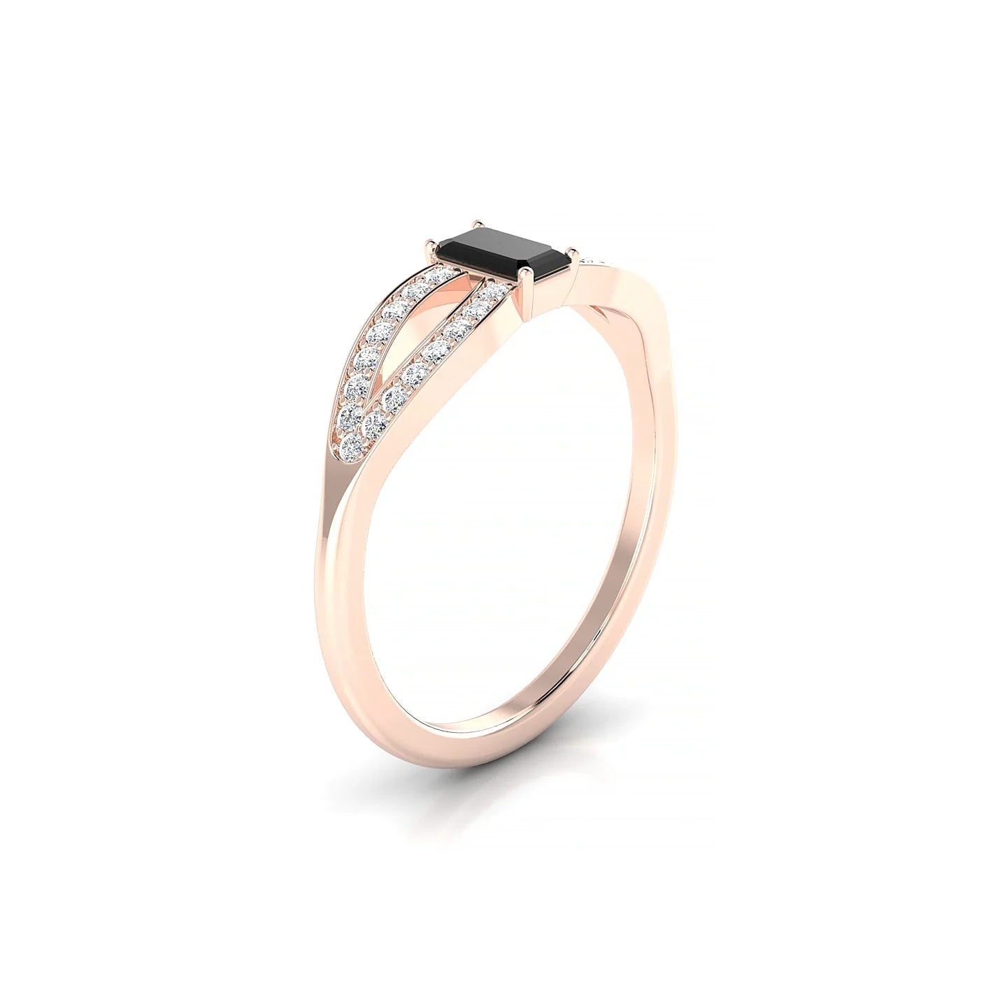 Prestige | 18k Rose Gold 5 x 3 mm Emerald Black Diamond Ring