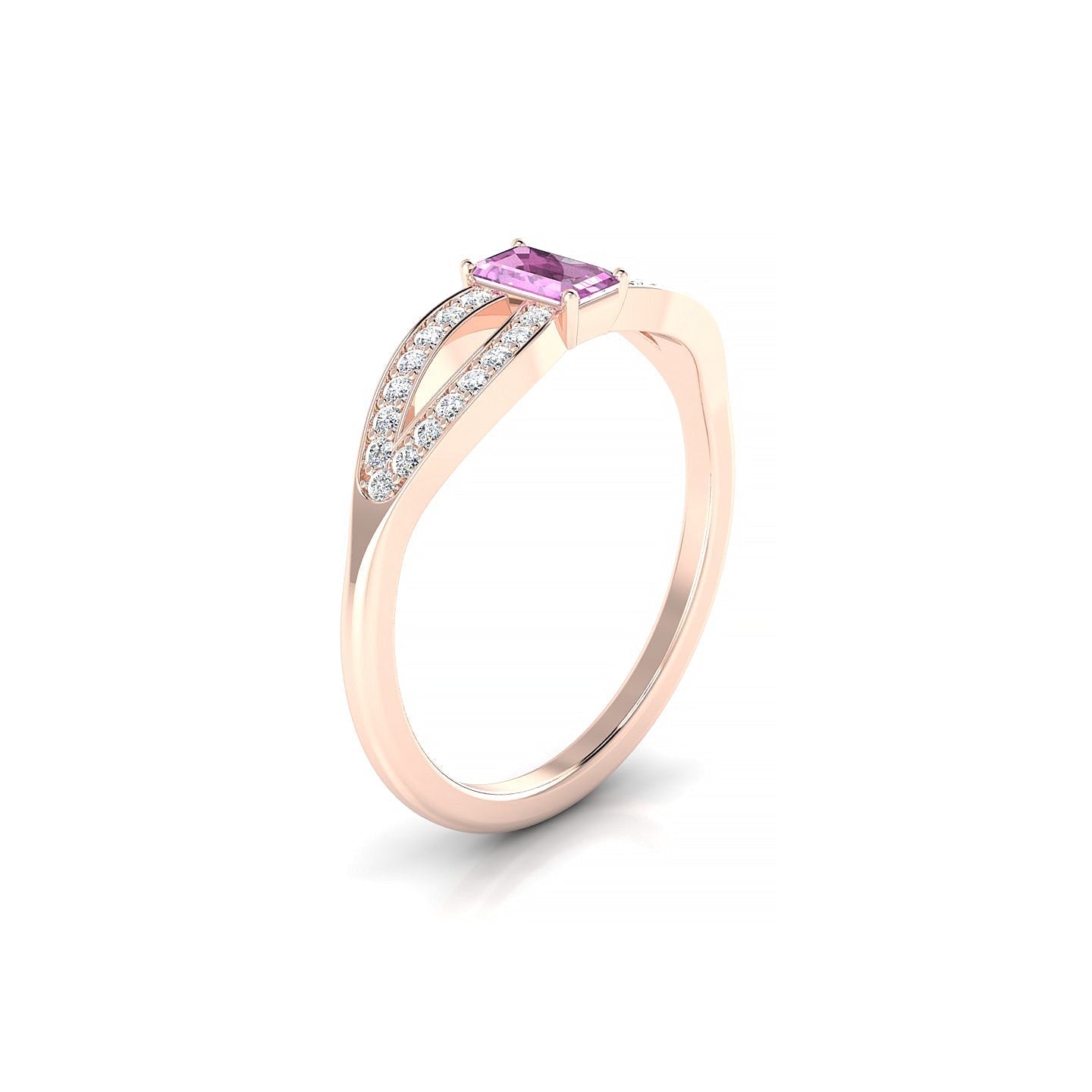 Prestige | 18k Rose Gold 5 x 3 mm Emerald Pink Sapphire Ring