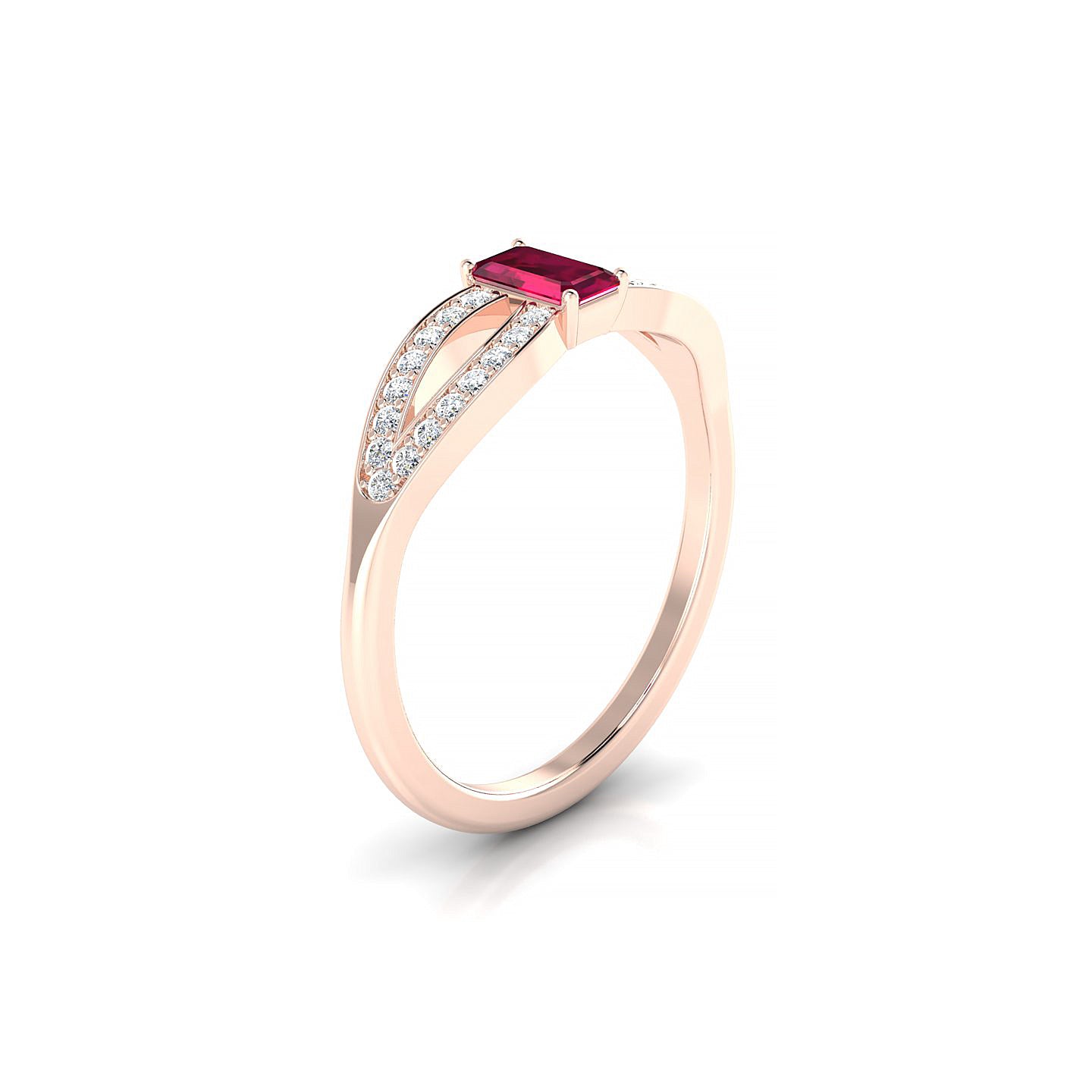 Prestige | 18k Rose Gold 5 x 3 mm Emerald Ruby Ring