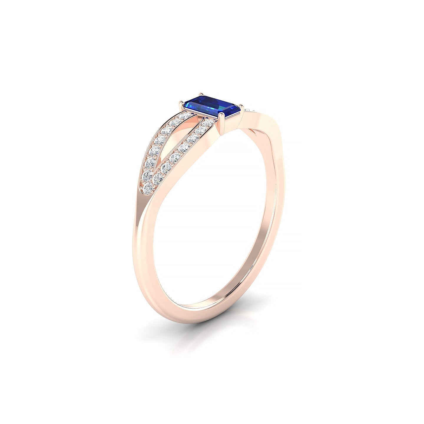 Prestige | 18k Rose Gold 5 x 3 mm Emerald Sapphire Ring
