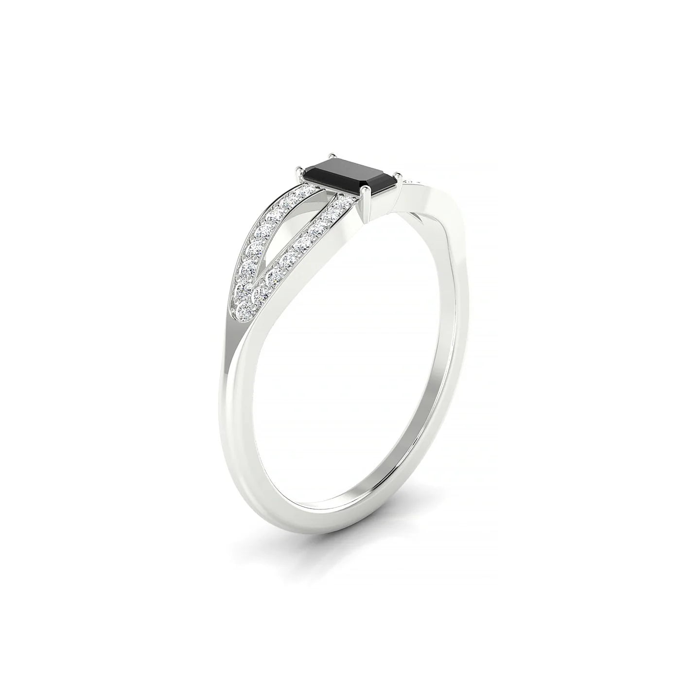 Prestige | 18k White Gold 5 x 3 mm Emerald Black Diamond Ring