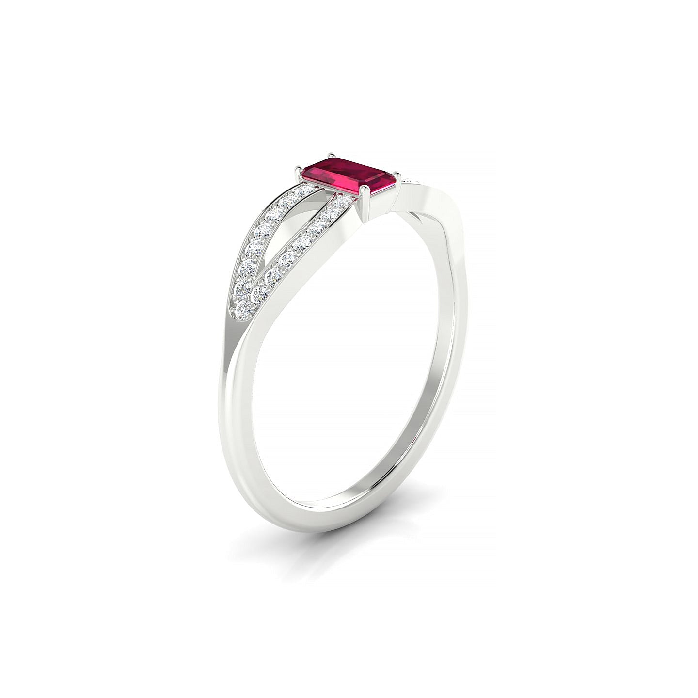 Prestige | 18k White Gold 5 x 3 mm Emerald Ruby Ring