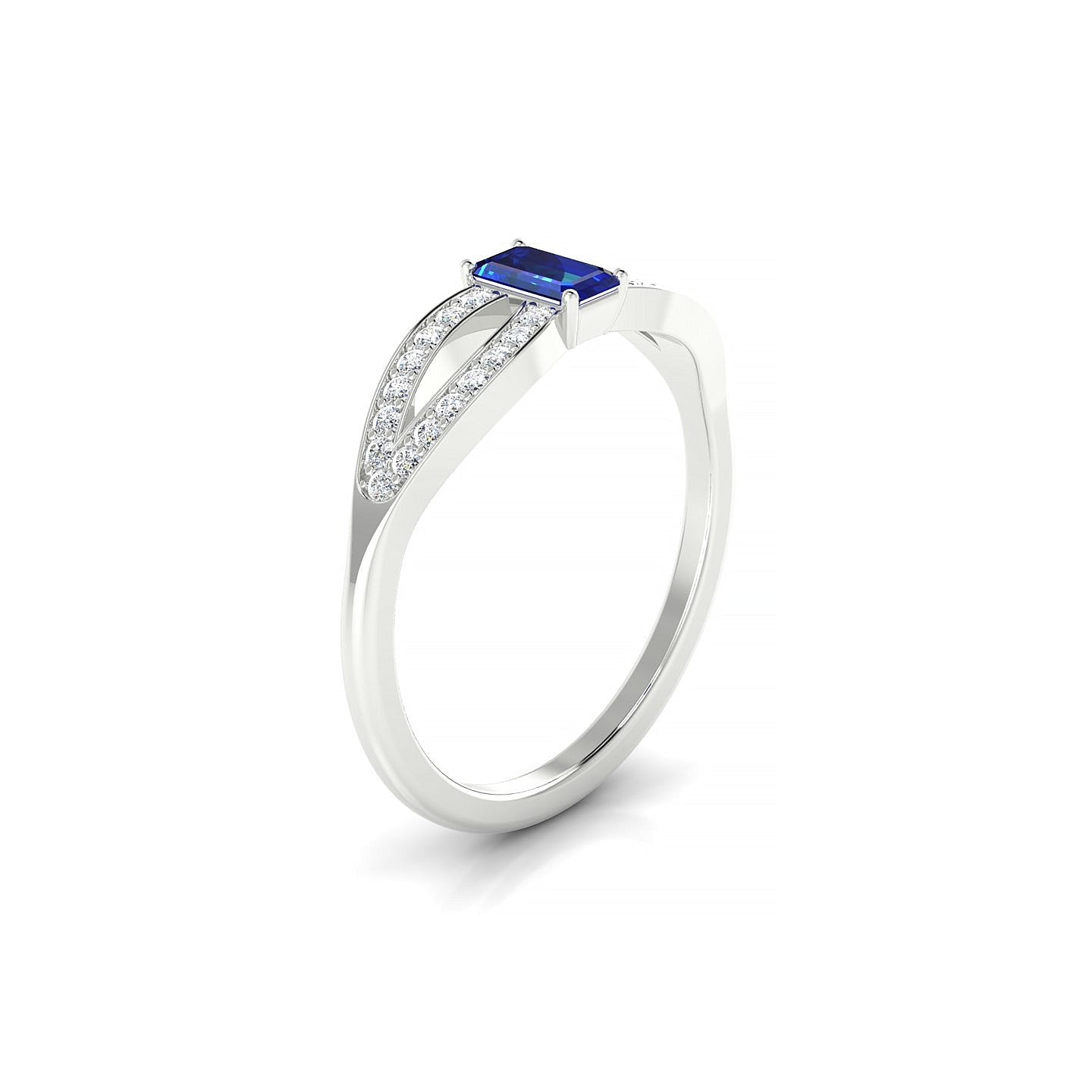 Prestige | 18k White Gold 5 x 3 mm Emerald Sapphire Ring