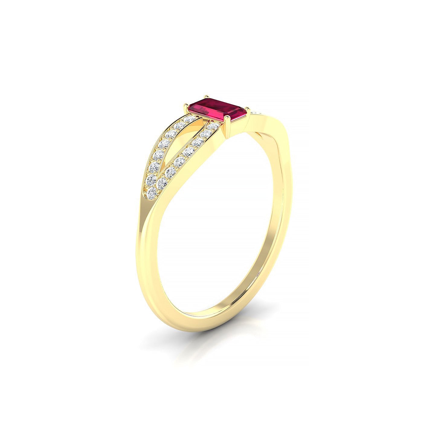 Prestige | 18k Yellow Gold 5 x 3 mm Emerald Ruby Ring