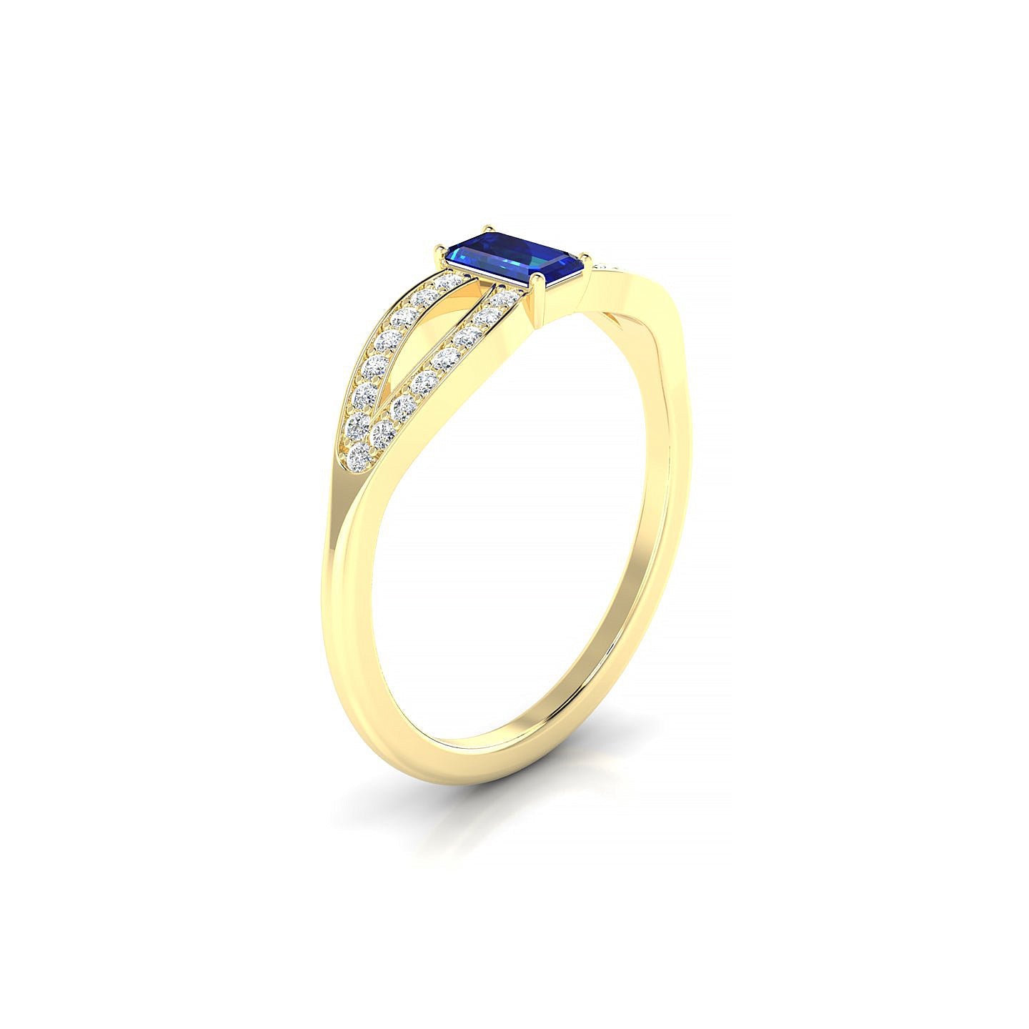 Prestige | 18k Yellow Gold 5 x 3 mm Emerald Sapphire Ring