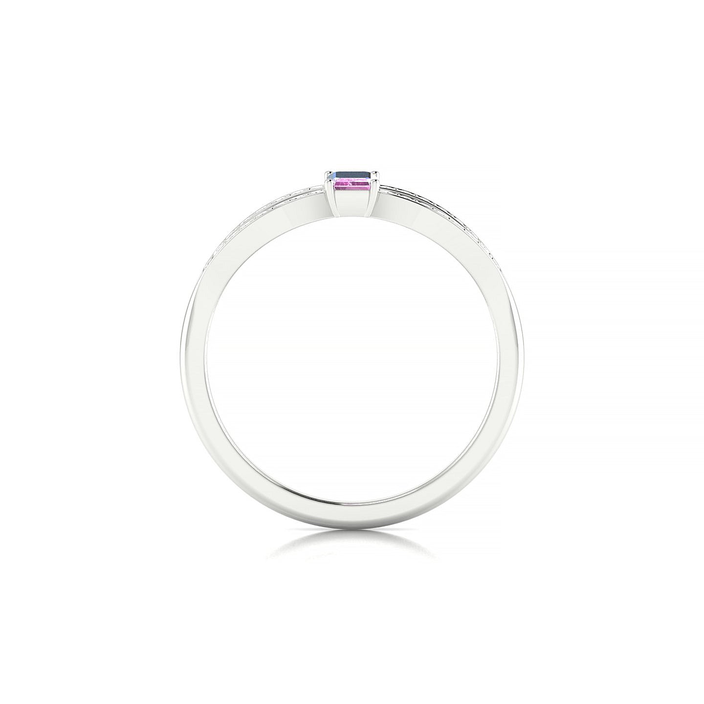 Prestige | 18k White Gold 5 x 3 mm Emerald Pink Sapphire Ring