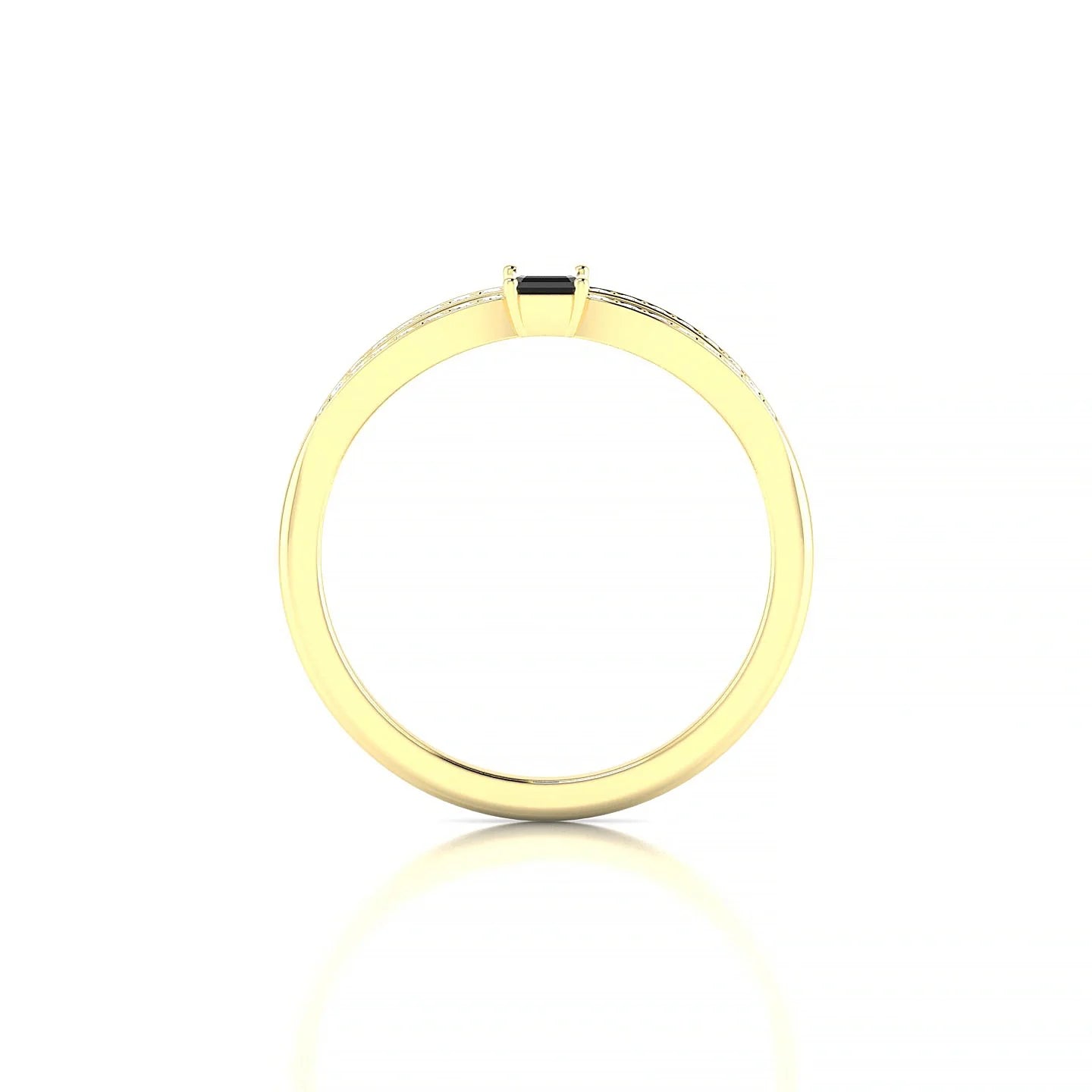 Prestige | 18k Yellow Gold 5 x 3 mm Emerald Black Diamond Ring