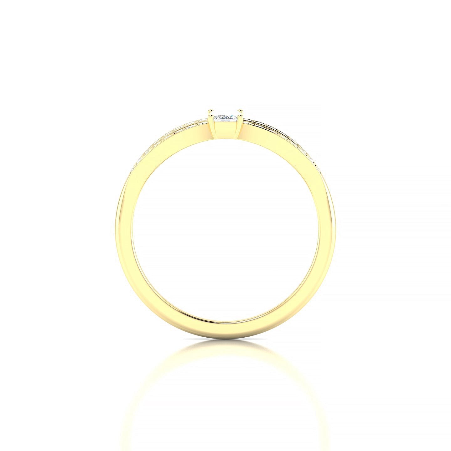 Prestige | 18k Yellow Gold 5 x 3 mm Emerald Diamond Ring