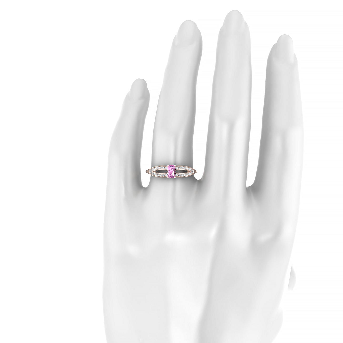 Prestige | 18k Rose Gold 5 x 3 mm Emerald Pink Sapphire Ring