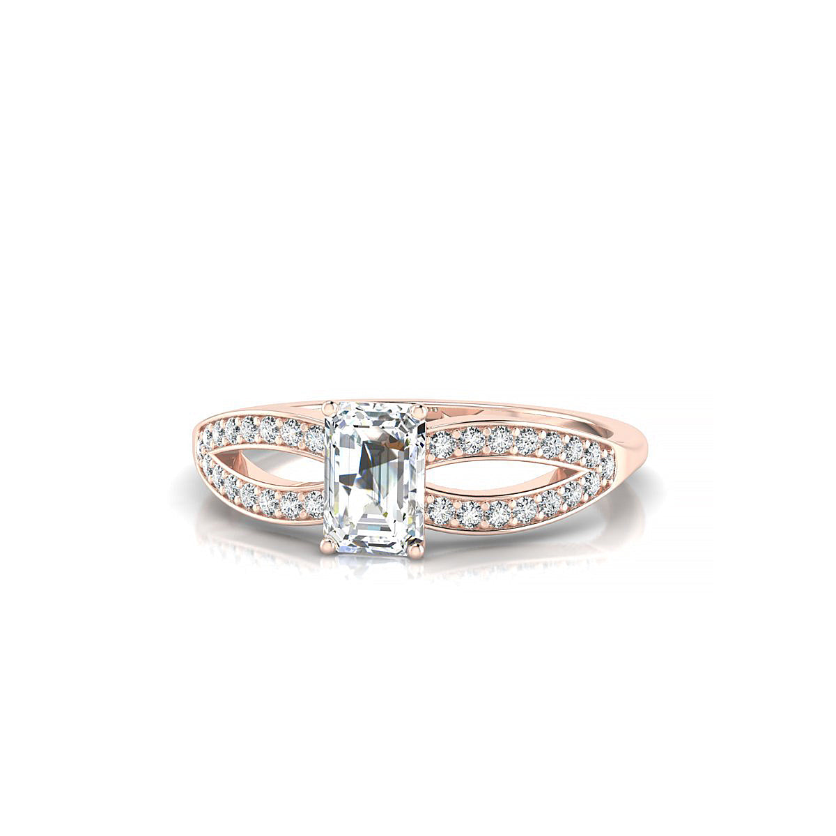Prestige | 18k Rose Gold 6 x 4 mm Emerald Diamond Ring