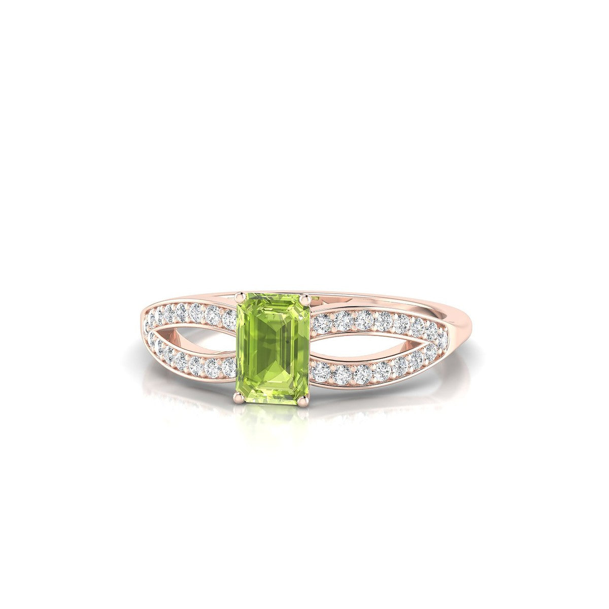 Prestige | 18k Rose Gold 6 x 4 mm Emerald Peridot Ring