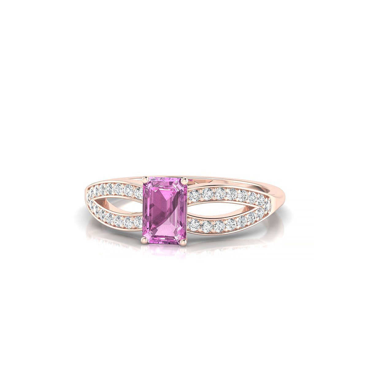 Prestige | 18k Rose Gold 6 x 4 mm Emerald Pink Sapphire Ring