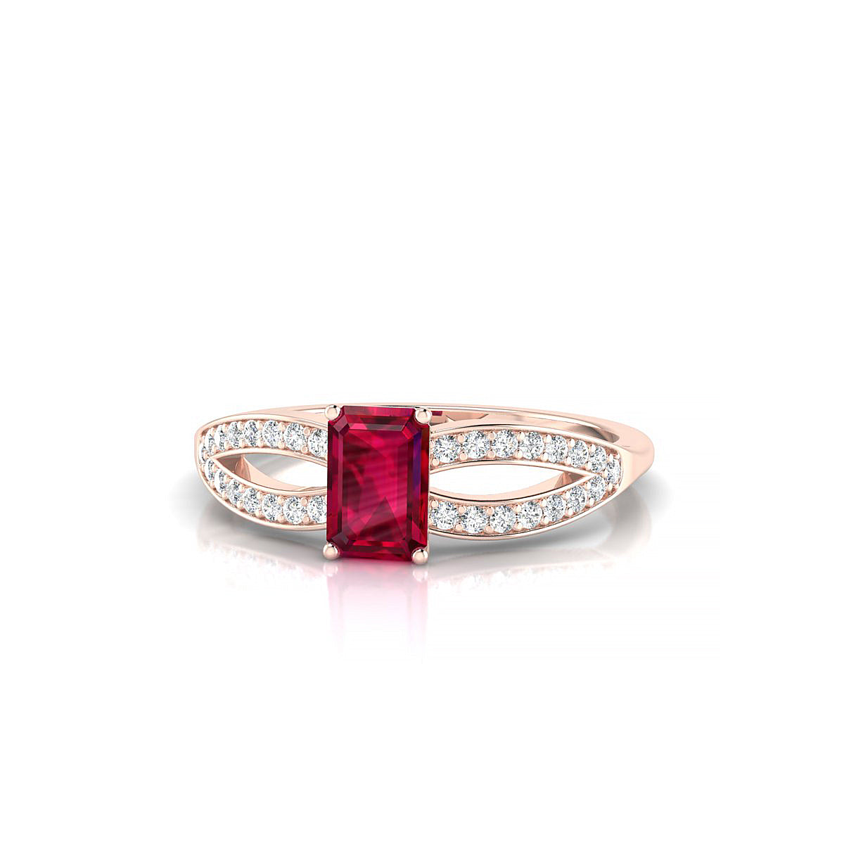 Prestige | 18k Rose Gold 6 x 4 mm Emerald Ruby Ring