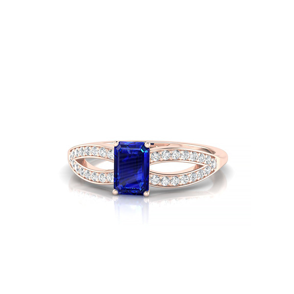 Prestige | 18k Rose Gold 6 x 4 mm Emerald Sapphire Ring