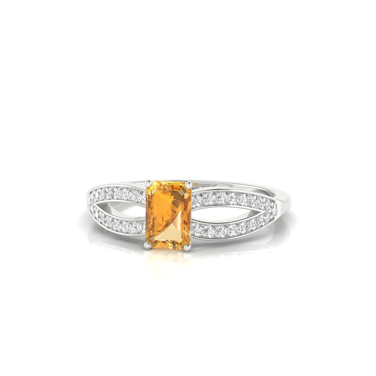 Prestige | 18k White Gold 6 x 4 mm Emerald Citrine Ring