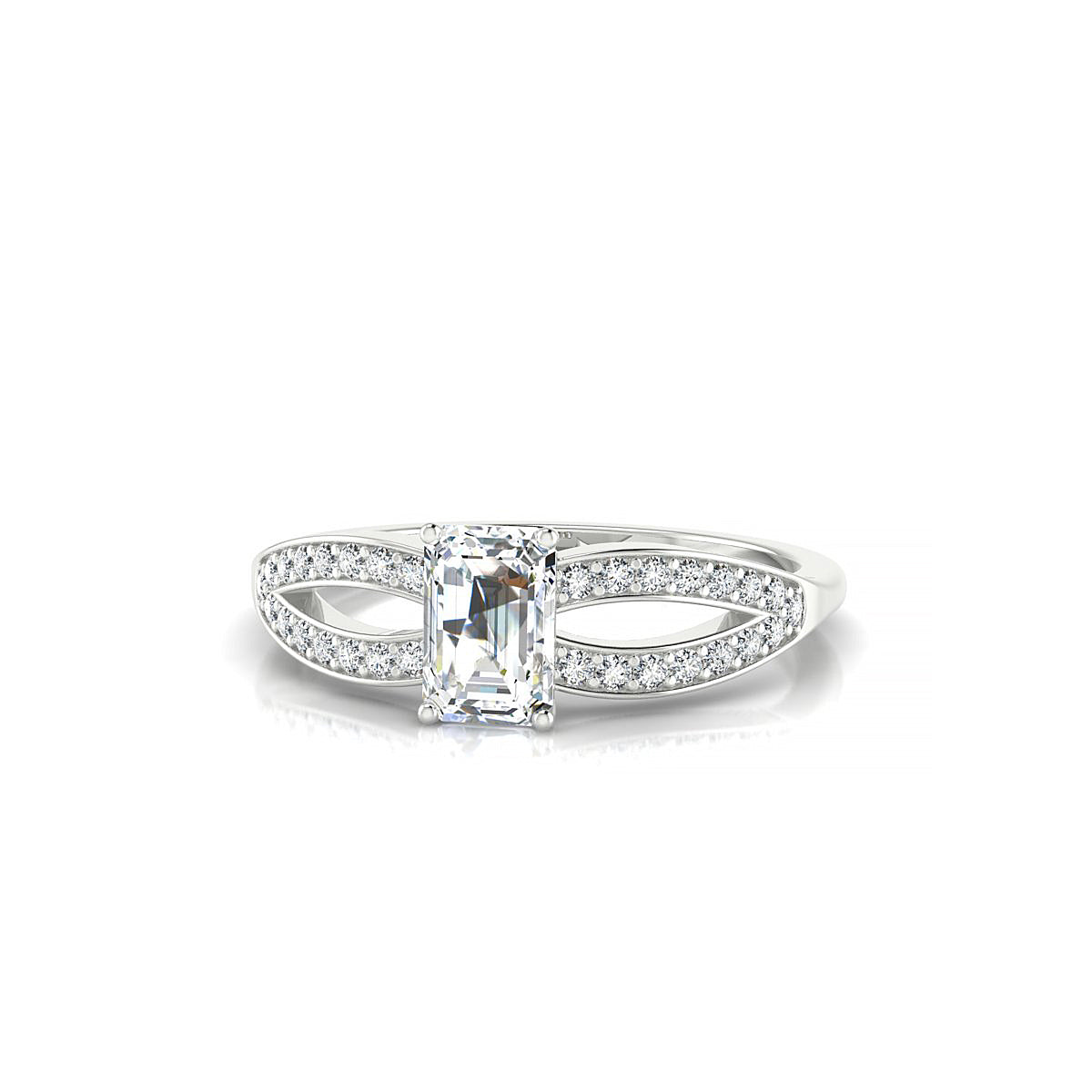 Prestige | 18k White Gold 6 x 4 mm Emerald Diamond Ring