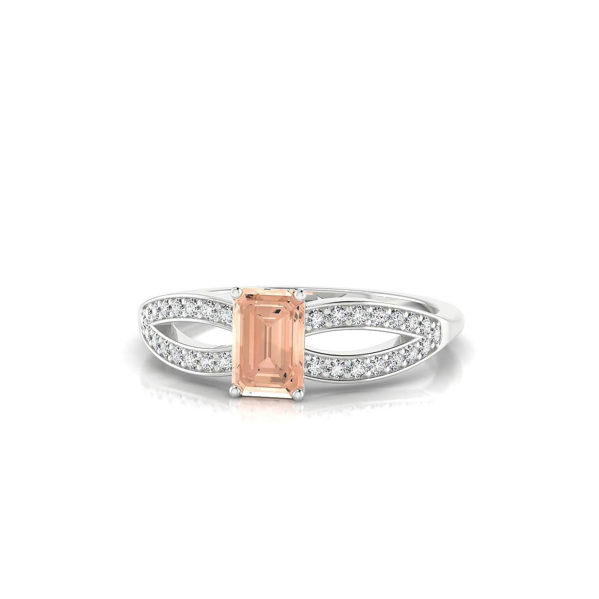 Prestige | 18k White Gold 6 x 4 mm Emerald Morganite Ring
