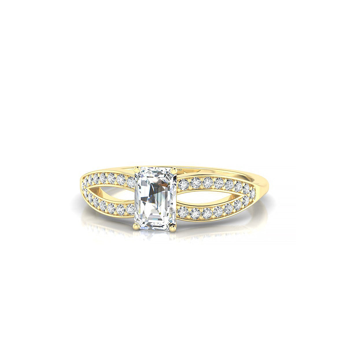 Prestige | 18k Yellow Gold 6 x 4 mm Emerald Diamond Ring