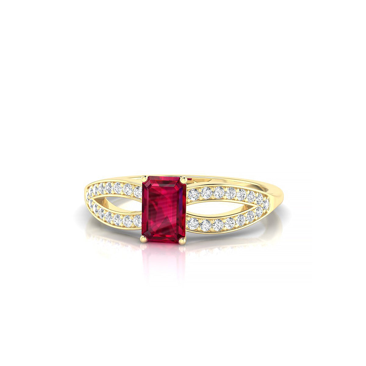 Prestige | 18k Yellow Gold 6 x 4 mm Emerald Ruby Ring