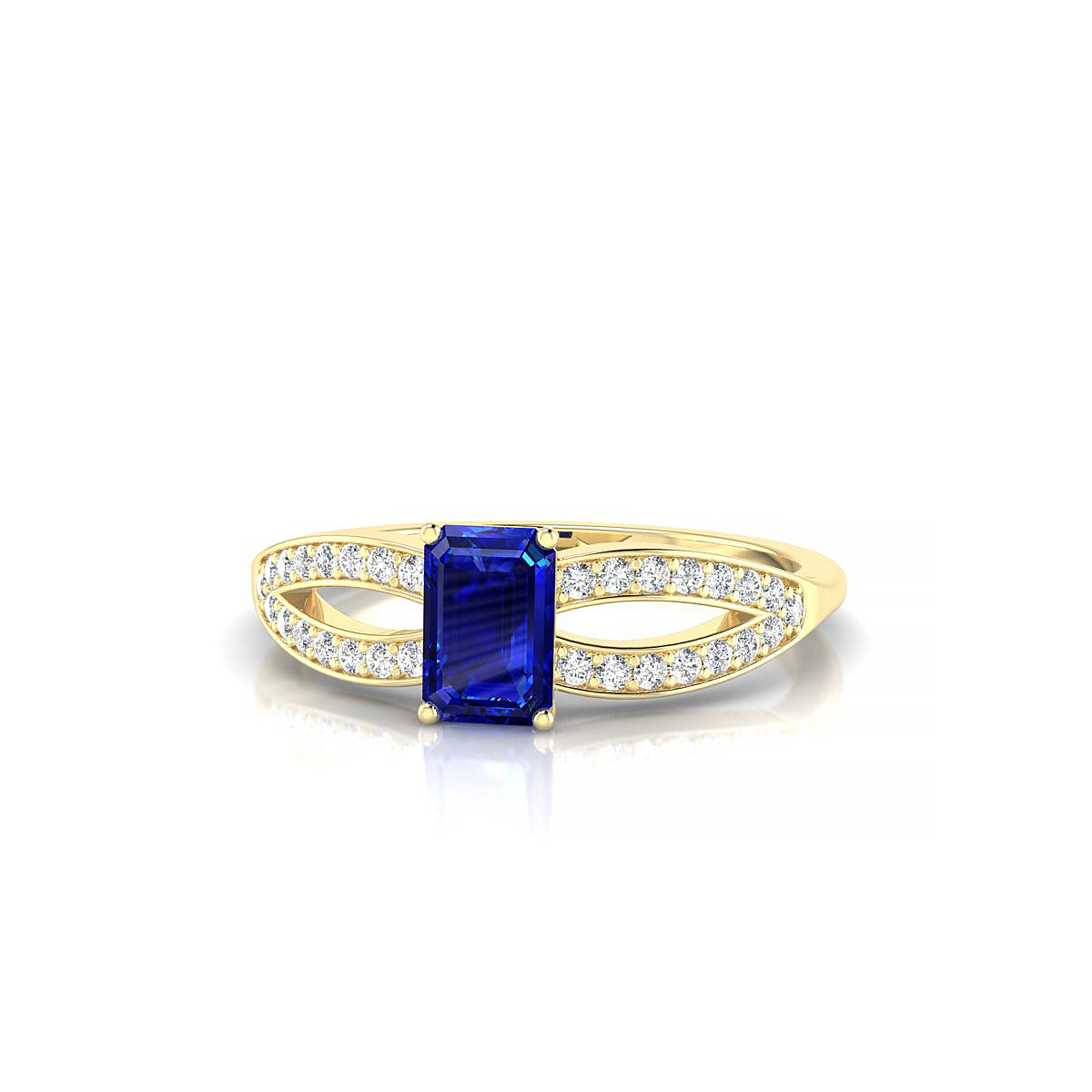Prestige | 18k Yellow Gold 6 x 4 mm Emerald Sapphire Ring