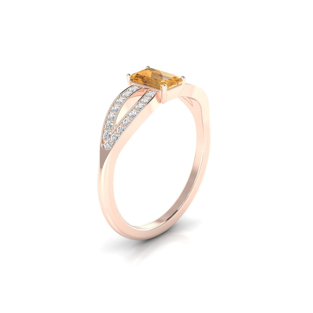 Prestige | 18k Rose Gold 6 x 4 mm Emerald Citrine Ring