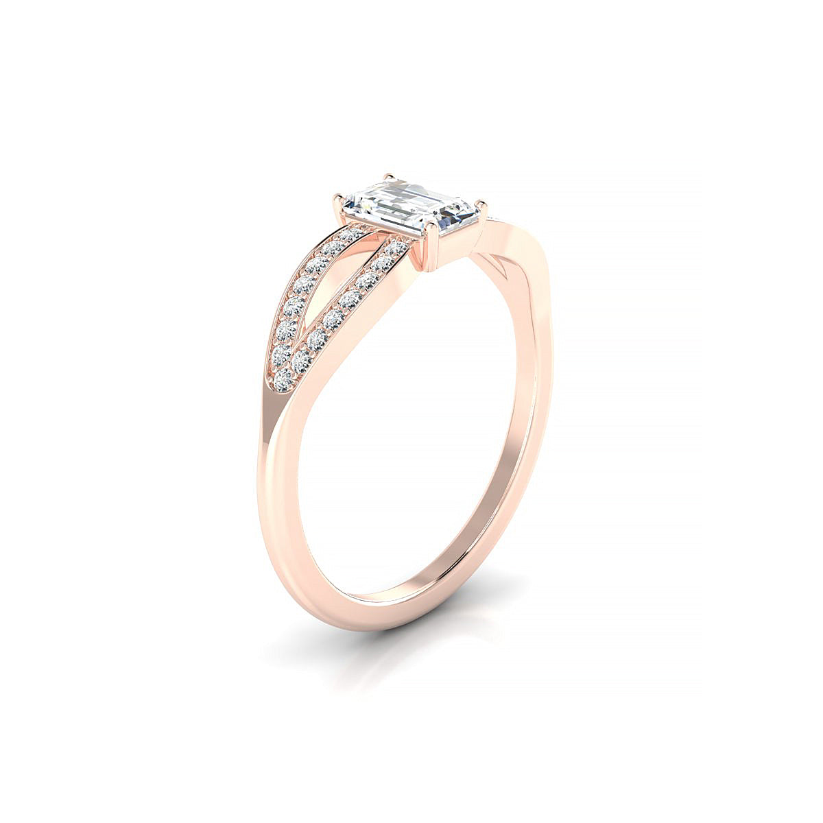 Prestige | 18k Rose Gold 6 x 4 mm Emerald Diamond Ring