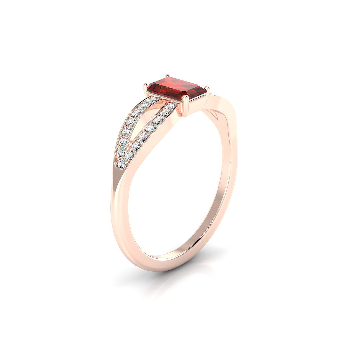 Prestige | 18k Rose Gold 6 x 4 mm Emerald Garnet Ring