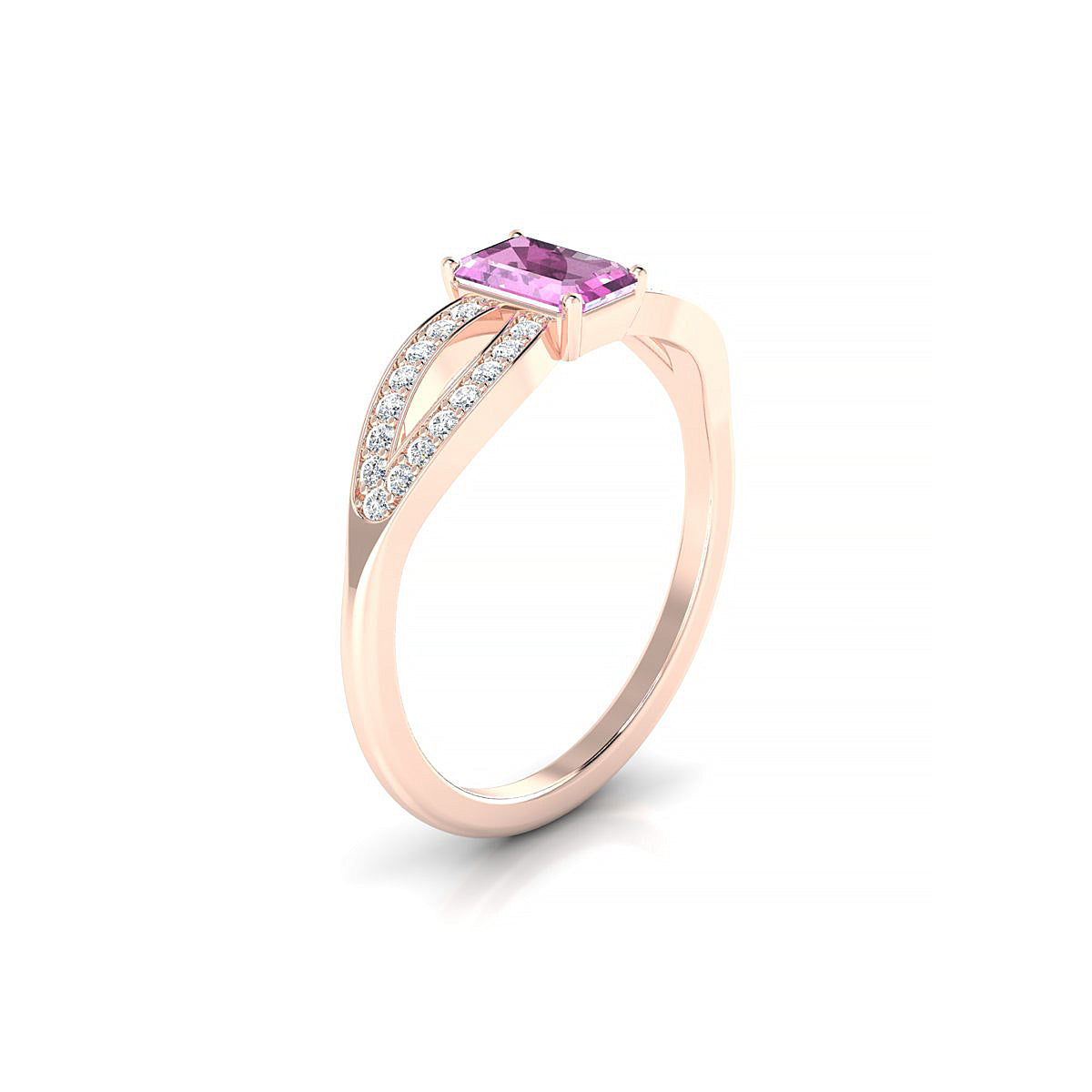 Prestige | 18k Rose Gold 6 x 4 mm Emerald Pink Sapphire Ring
