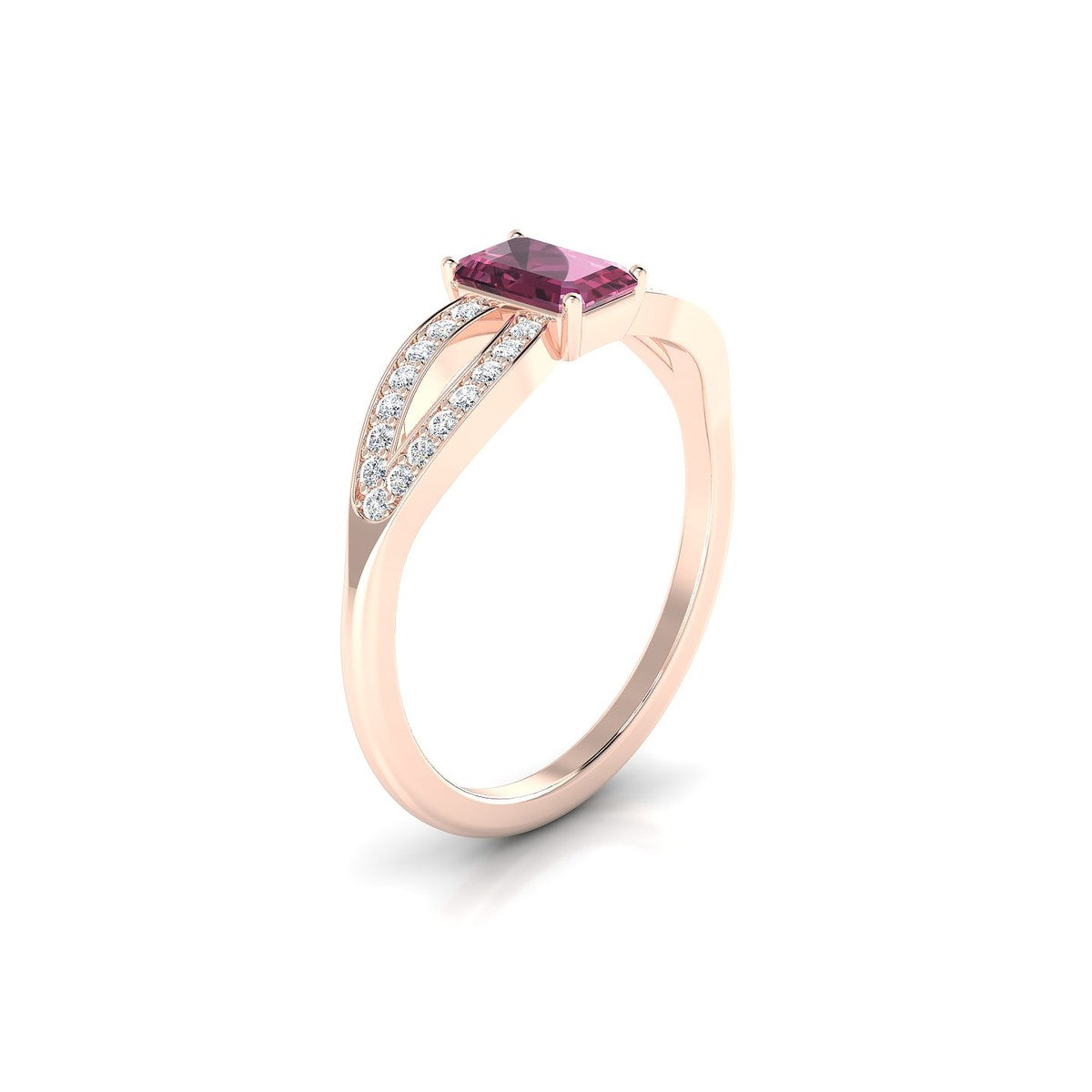 Prestige | 18k Rose Gold 6 x 4 mm Emerald Rhodolite Ring