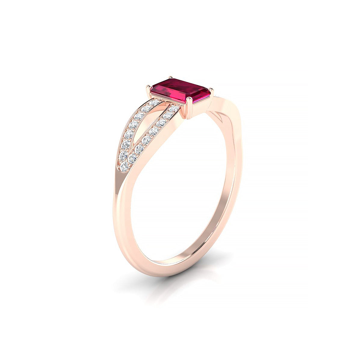Prestige | 18k Rose Gold 6 x 4 mm Emerald Ruby Ring