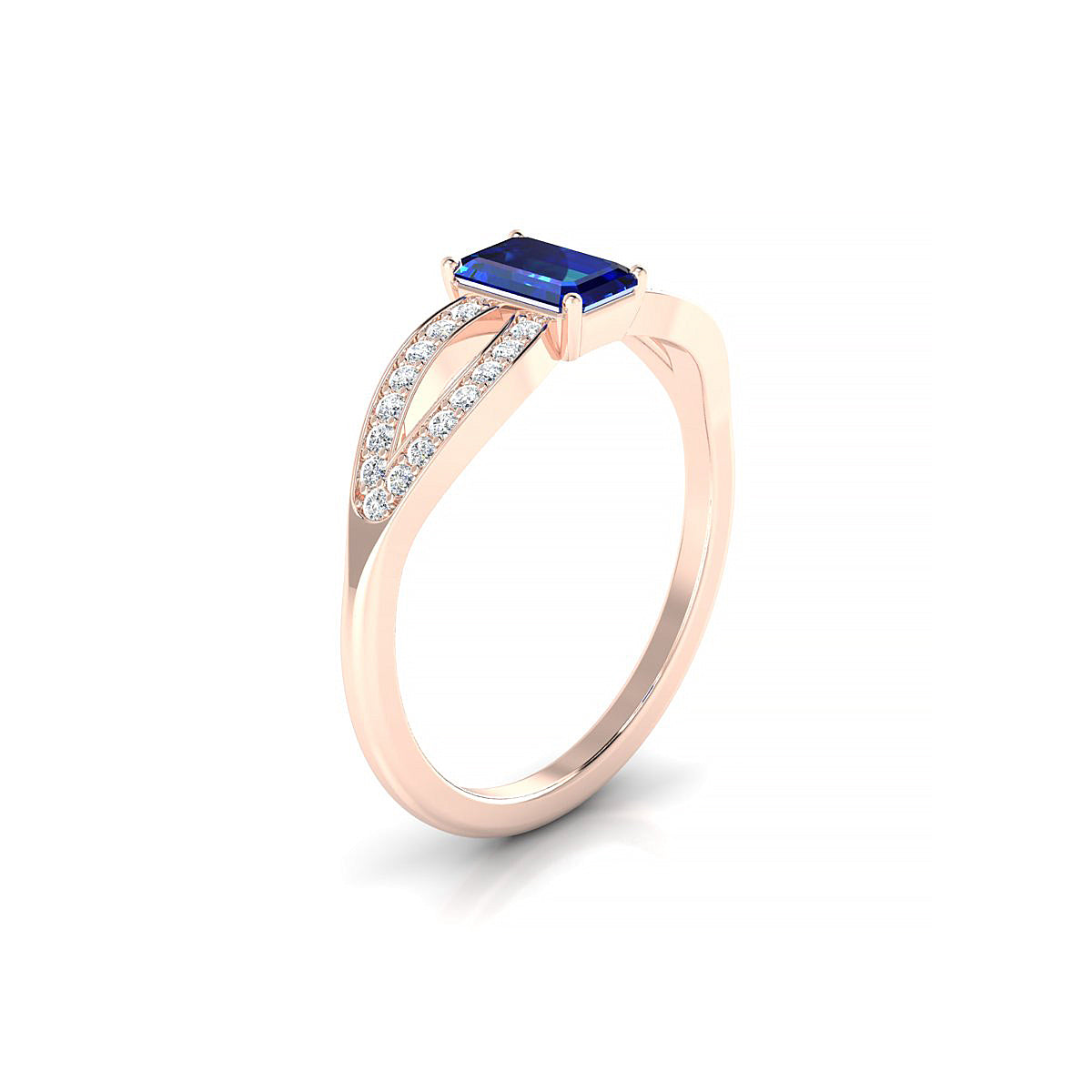 Prestige | 18k Rose Gold 6 x 4 mm Emerald Sapphire Ring