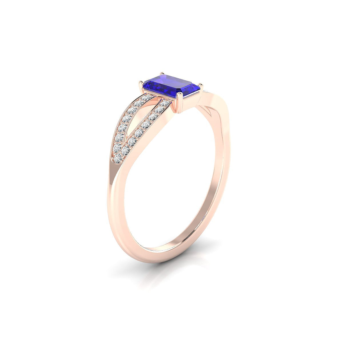 Prestige | 18k Rose Gold 6 x 4 mm Emerald Tanzanite Ring