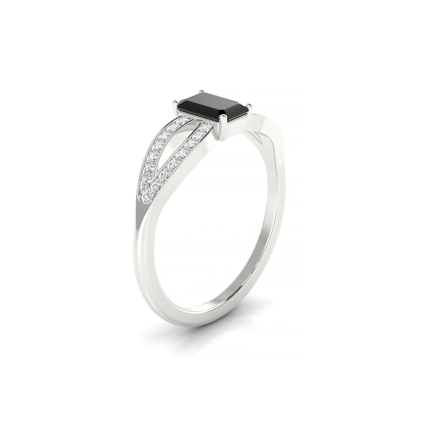 Prestige | 18k White Gold 6 x 4 mm Emerald Black Diamond Ring