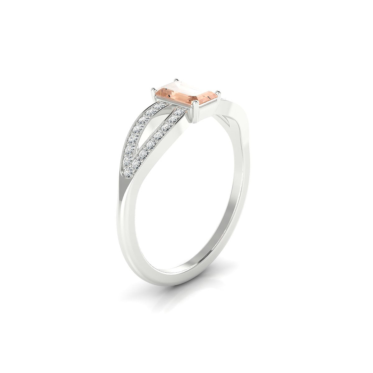 Prestige | 18k White Gold 6 x 4 mm Emerald Morganite Ring