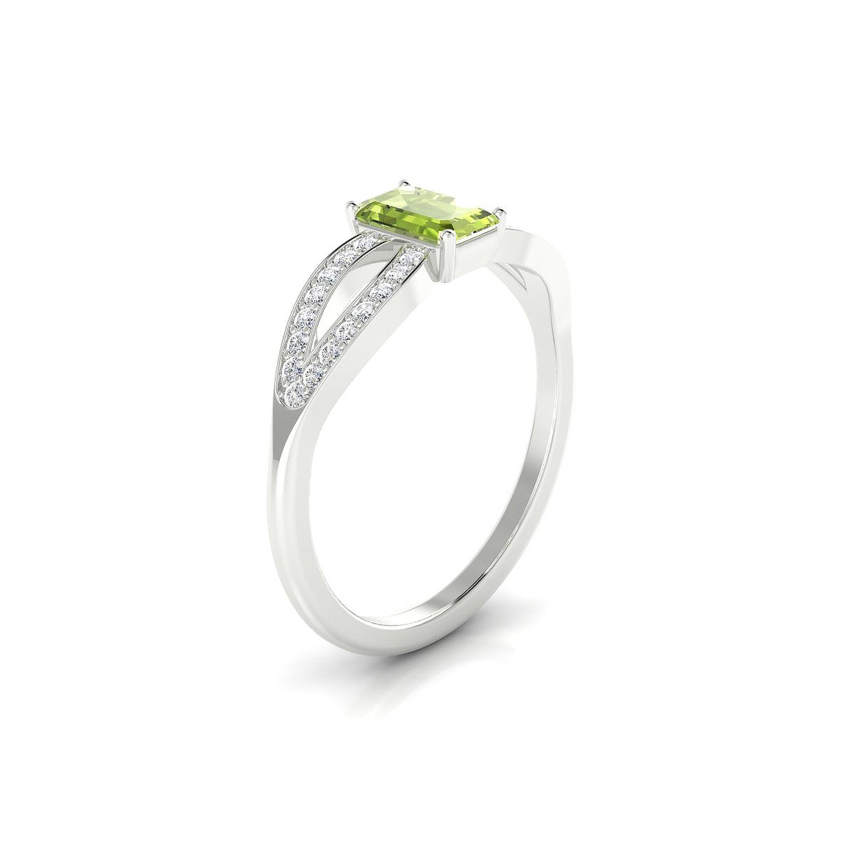 Prestige | 18k White Gold 6 x 4 mm Emerald Peridot Ring