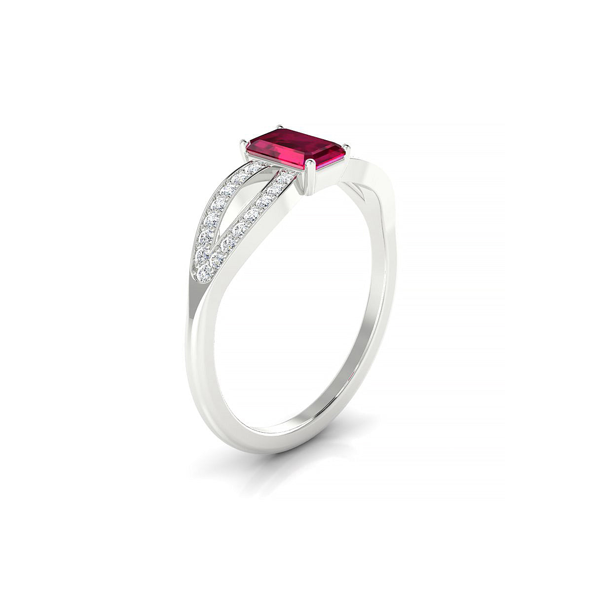 Prestige | 18k White Gold 6 x 4 mm Emerald Ruby Ring