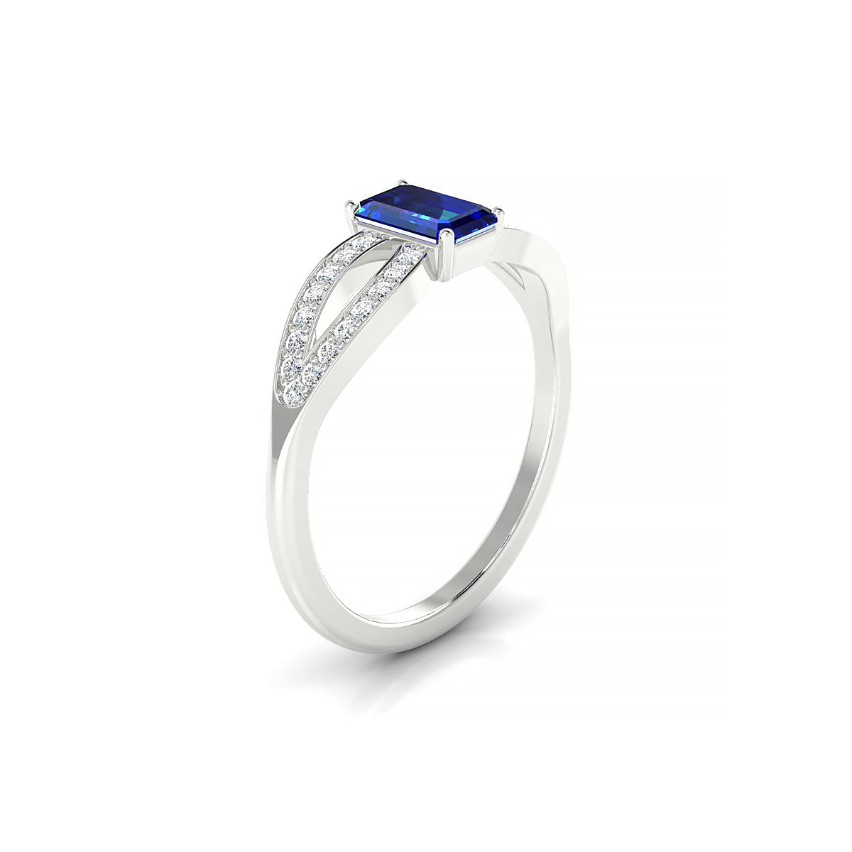 Prestige | 18k White Gold 6 x 4 mm Emerald Sapphire Ring